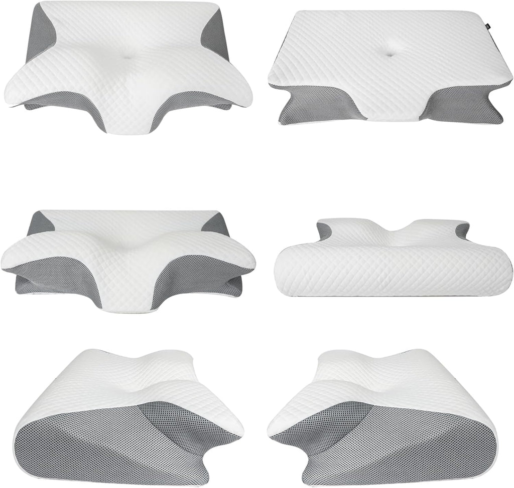 2-in-1 Memory Foam Cervical Orthopedic Pillow for Neck Support | وسادة رقبة أرثوبيدية من رغوة الذاكرة 2 في 1 لدعم الرقبة