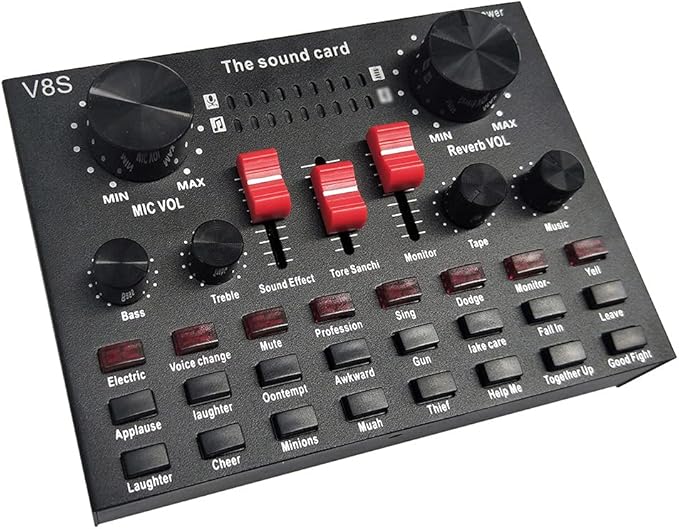 V8S Live Streaming Sound Adapter – Multi-Function High Sound Quality Phone Lap Microphone Compatible Adapter