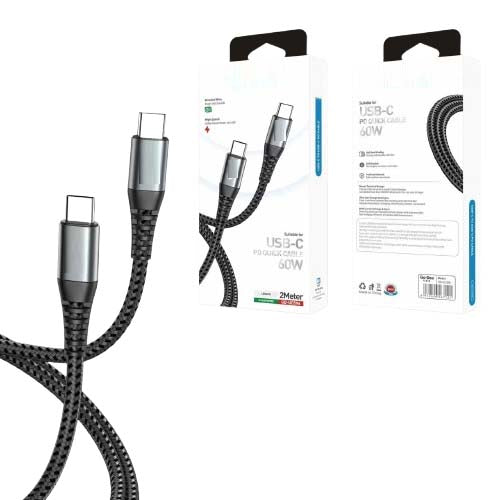 6ft USB C to USB Type C Cable, 60W PD Quick Charger Cable - 2 Meter Fast Charging and Data Sync Cable compitable for All USB-C Devices