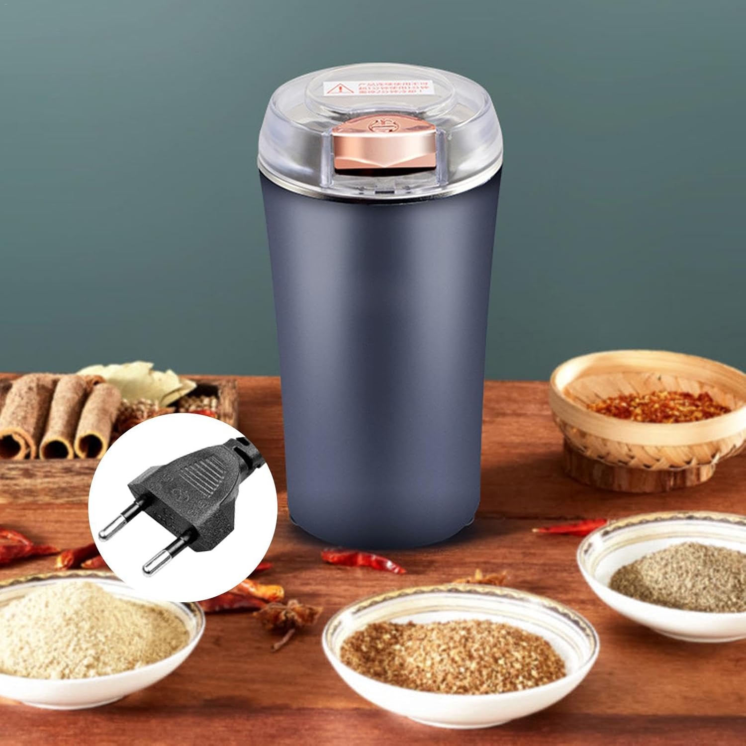 Small Stainless Steel Coffee Grinder - Powerful Electric Spice & Coffee Bean Grinder for Home, Compact & Multi-Purpose
