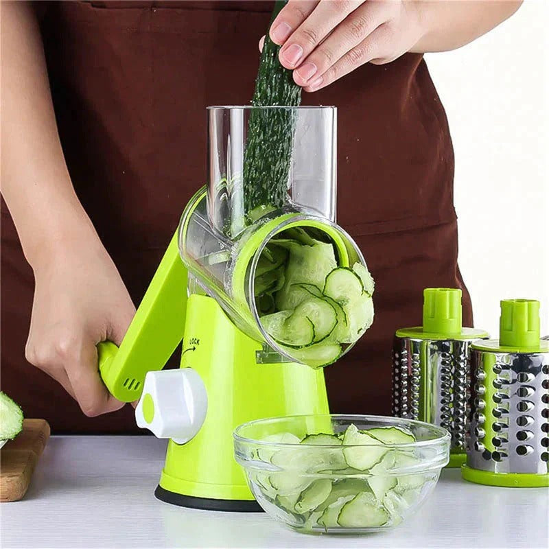 3-in-1 Manual Rotary Vegetable Drum Cutter | Multi-Purpose Slicer, Shredder, and Grater | Efficient Kitchen Tool for Fruits and Vegetables