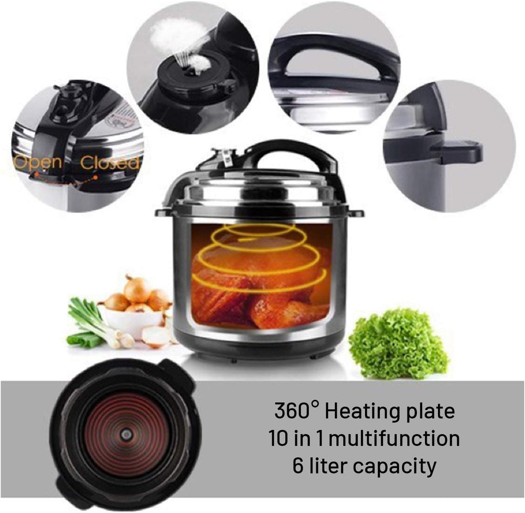 12L Smart Digital Pressure Cooker - Multi-Function Electric Rice Cooker with Non-Stick Pot & Stainless Steel Design