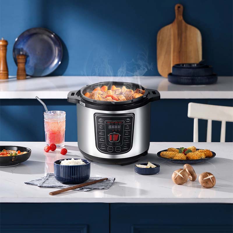 8L Smart Digital Pressure Cooker - Multi-Function Electric Rice Cooker with Non-Stick Pot & Stainless Steel Design
