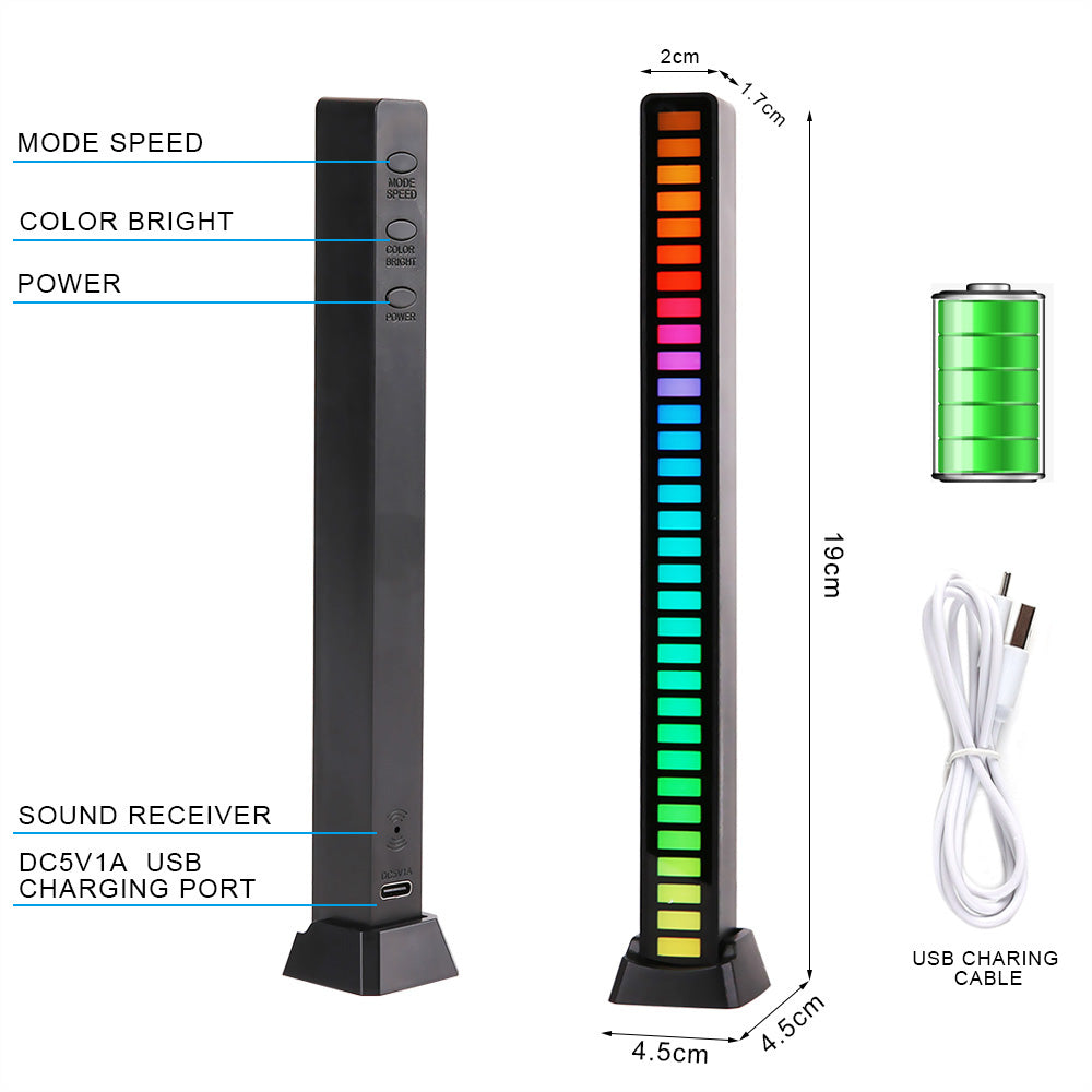 32-Bit RGB Music Rhythm Light - Sound-Activated LED with Tripod Stand, Voice Control, 3D Effects for Parties & Home Decor