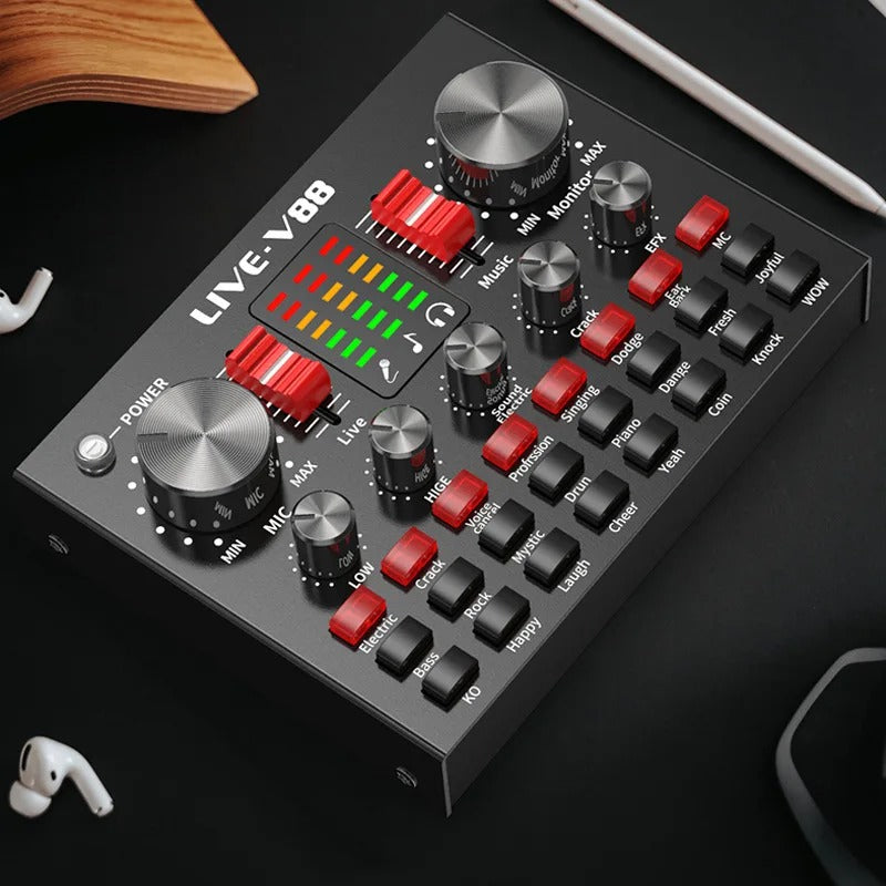 V88 Live Sound Card Mixer – USB External Sound Card for Mobile Phone with Anchor Network Interface Type