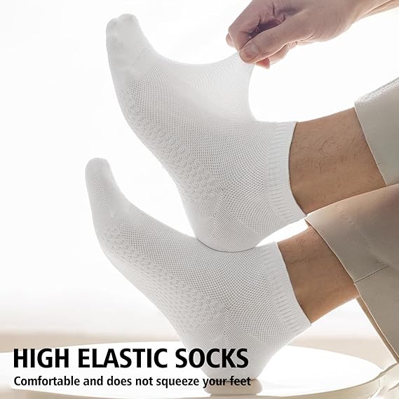 10 Pairs Men's Breathable Cotton Ankle Socks - Ultra Lightweight & Comfortable for All Seasons