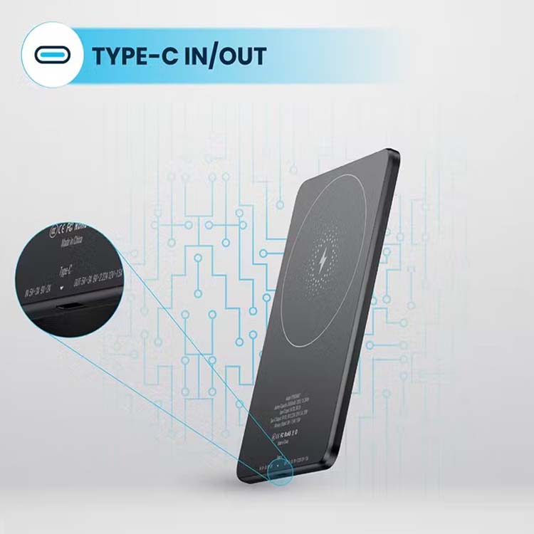 5000mAh MagSafe Power Bank - Ultra-Slim 15W Wireless Charger, Aluminum Body, Fast Charging Compitable for iPhone & Android ( Multi)