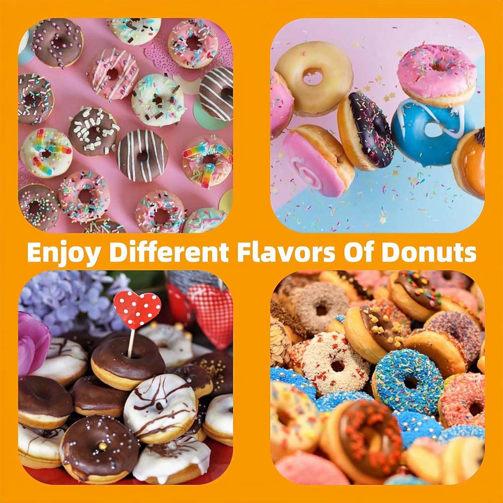 MST-211B Electric Mini Donut Maker - 7 Donut Capacity, Non-Stick & Double-Sided Heating for Quick Breakfasts & Snacks