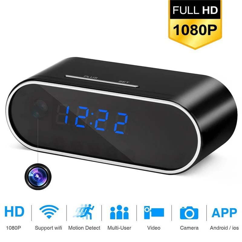 Wireless WiFi Table Clock – 1080P HD Mini Camera with Alarm, IR Night Vision, and Home Security DVR