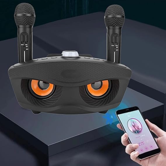 Wireless Bluetooth Speaker with 2-Piece Microphone Set | Portable Karaoke System for Home, Parties, and Events (Black)