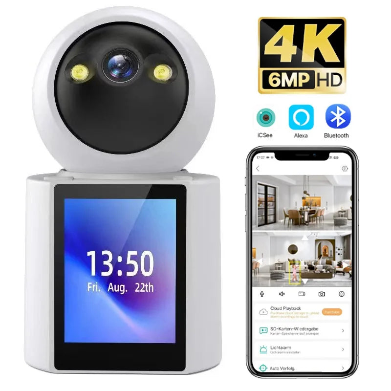 4K 6MP Smart PTZ IP Camera with AI Human Detection, Color Night Vision & One-Click Video Calling for Home Security
