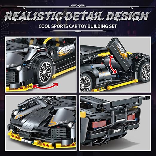 1215-Piece Sports Car Building Blocks | 1:14 Race Car Model Set | STEM Supercar Toy for Boys, Girls & Adults | Collectible Display, Engineering Kit