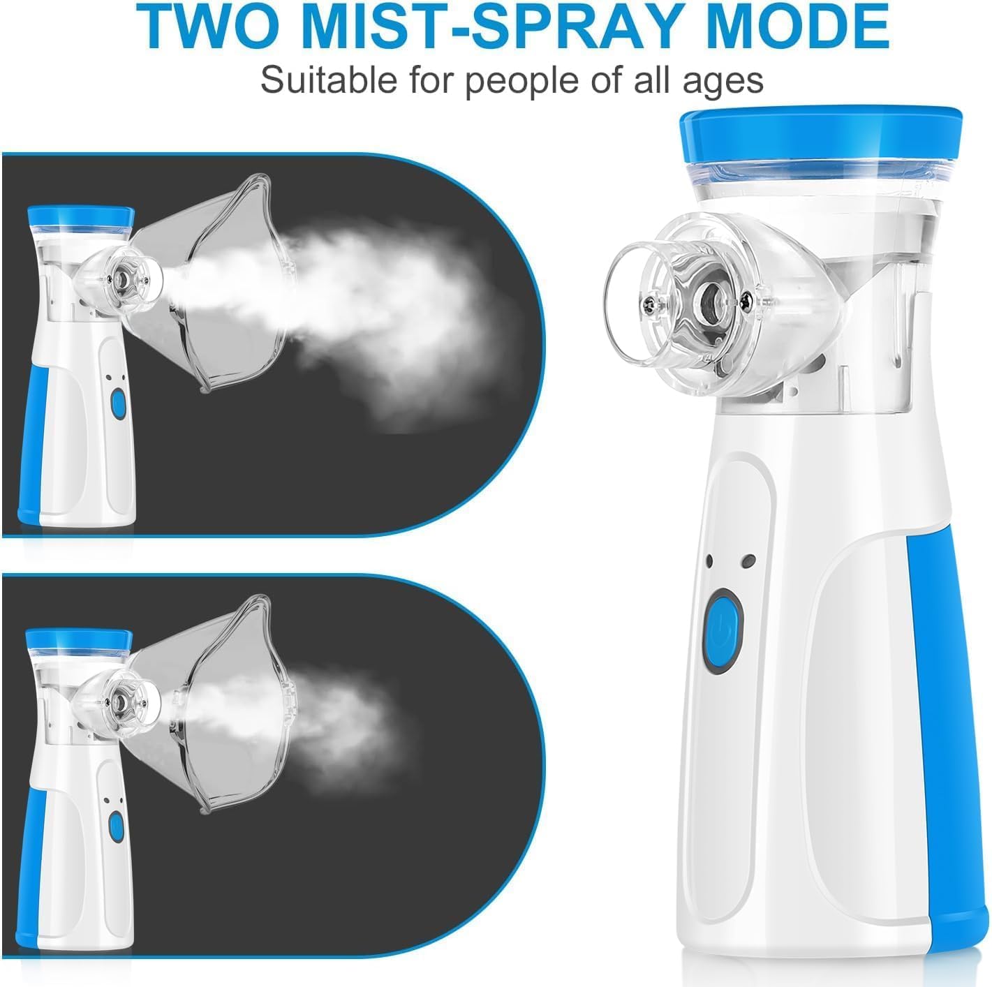 Mini Portable Nebulizer Handheld steam inhalator for adults & kids. Low power, quiet operation for travel & home use.