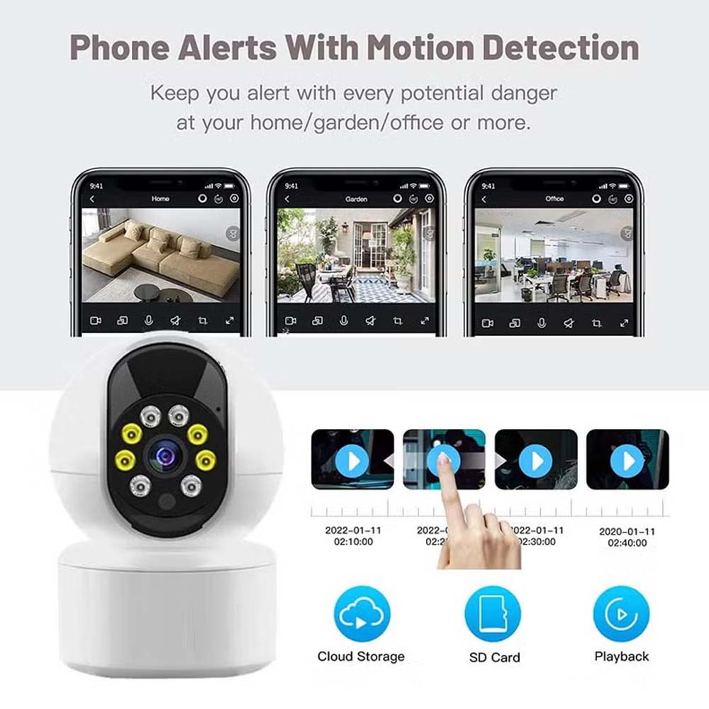 DX-2258 3.0MP Surveillance Camera. Colored night vision, 340° viewing angle & 128GB storage support for clear monitoring.