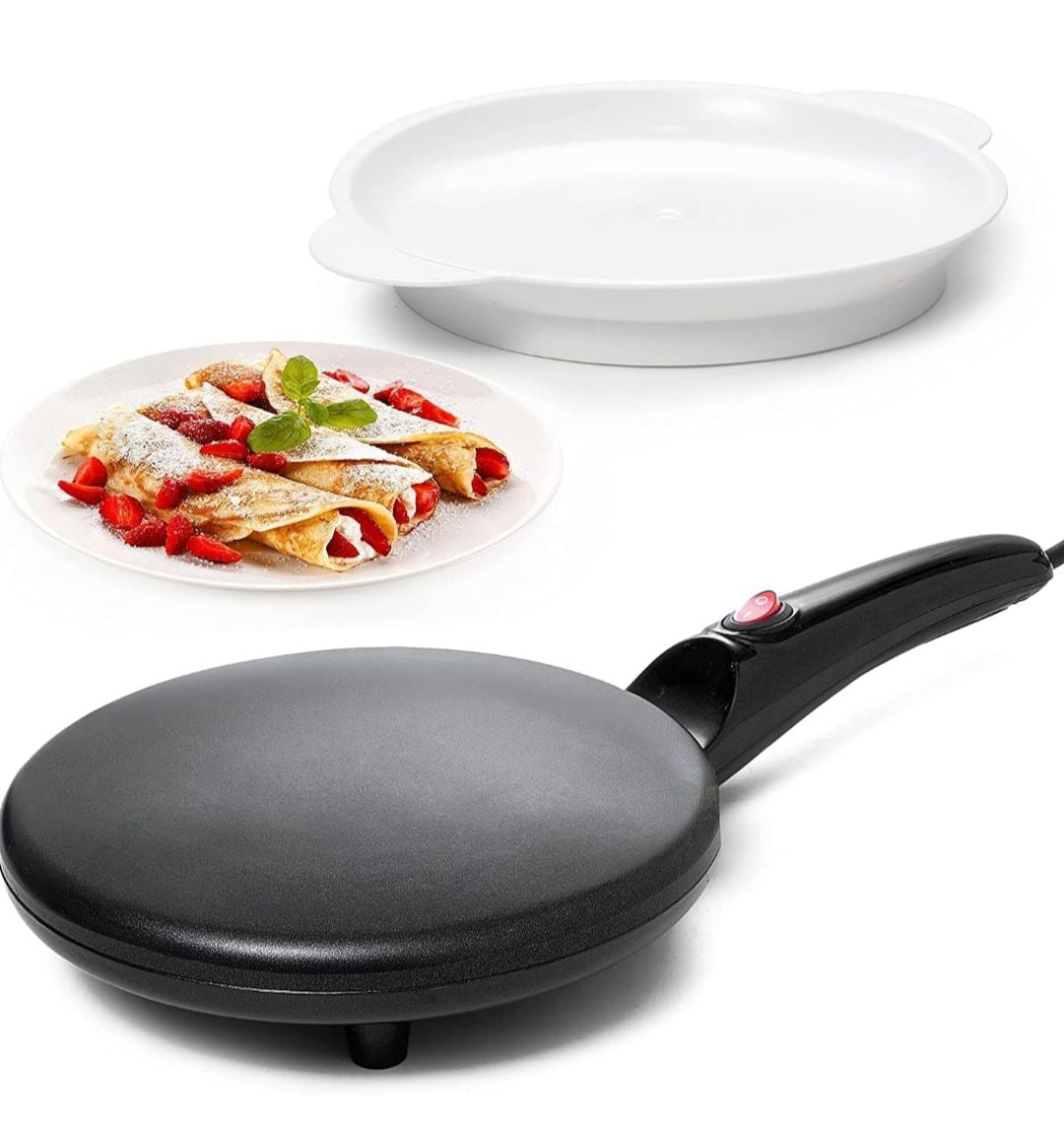 Electric Pancake & Crepe Maker with Auto Power-Off | Non-Stick Hot Plate Cooktop with Automatic Temperature Control | Perfect for Pancakes, Crepes, Omelets, and More