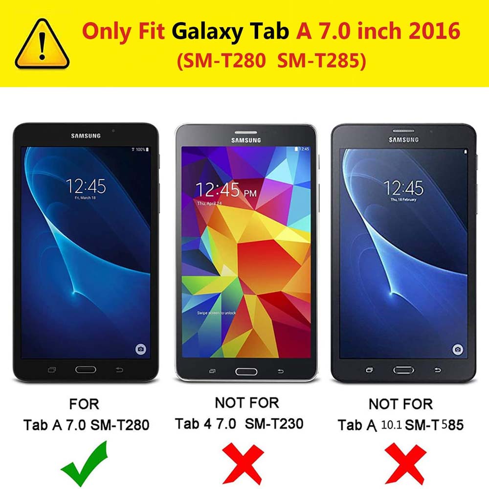 360° Rotating Stand Cover Compitable for Galaxy Tab A 7.0" 2016 Case -  SM-T280/T285, Full Protective PU Leather Case (Multi)
