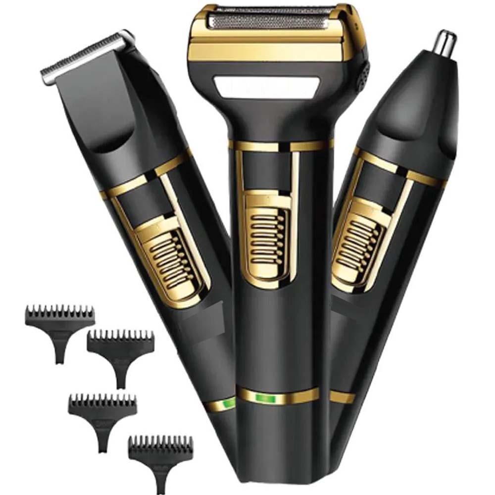 3-in-1 Professional Hair Clippers for Men - Electric Hair Clipper, Nose Trimmer, and Eyebrow Grooming Kit with Durable Stainless Steel Design