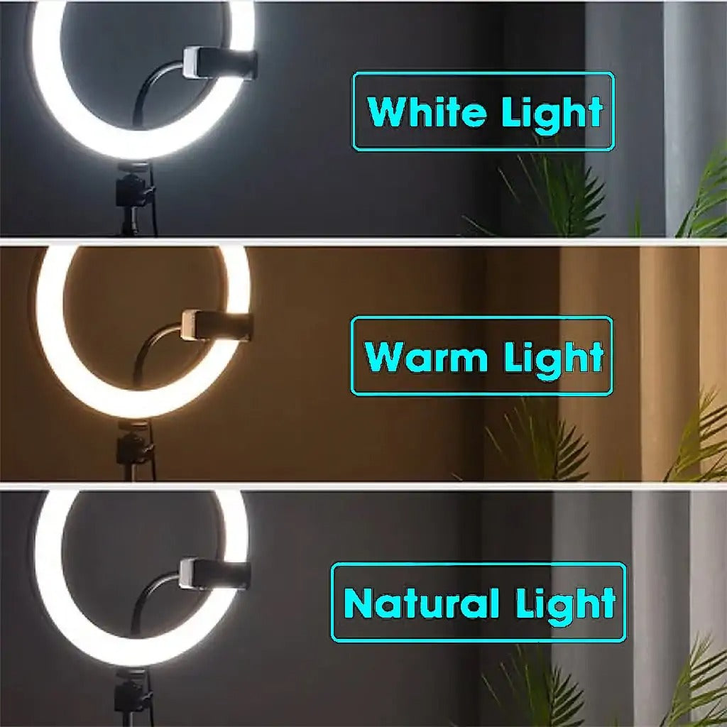 14-Inch Selfie Ring Light with Tripod Stand – Adjustable Photographic Lamp with 3 Mobile Holders