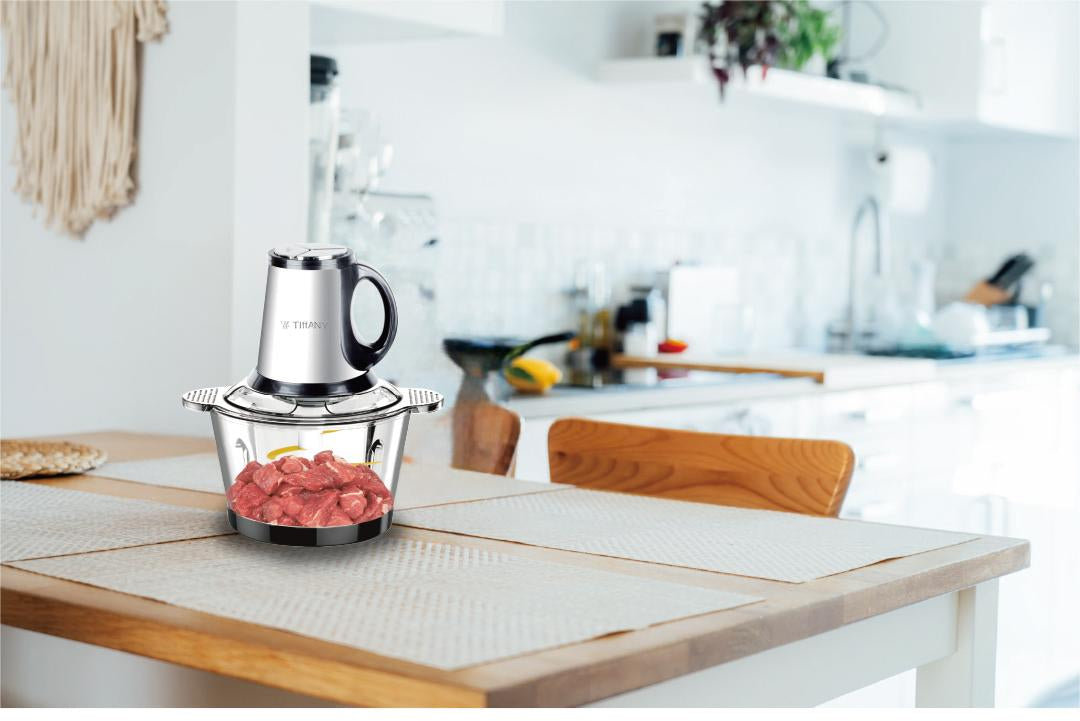 Stainless Steel Electric Blender & Meat Grinder - Portable Multifunction Food Processor for Kitchen, Safe & Low-Noise