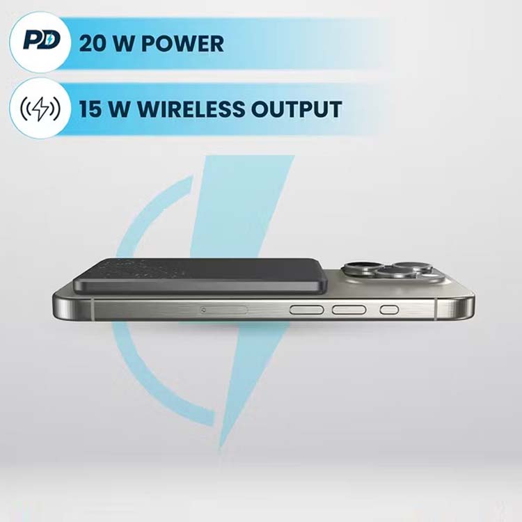 5000mAh MagSafe Power Bank - Ultra-Slim 15W Wireless Charger, Aluminum Body, Fast Charging Compitable for iPhone & Android ( Multi)