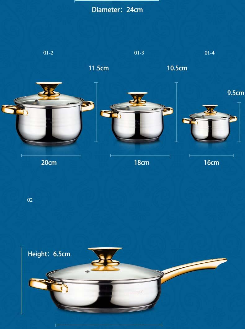 12-Piece Stainless Steel Cookware Set - Induction, Dishwasher Safe, Cool Handle, Saucepan, Stockpot, Kitchen Essential
