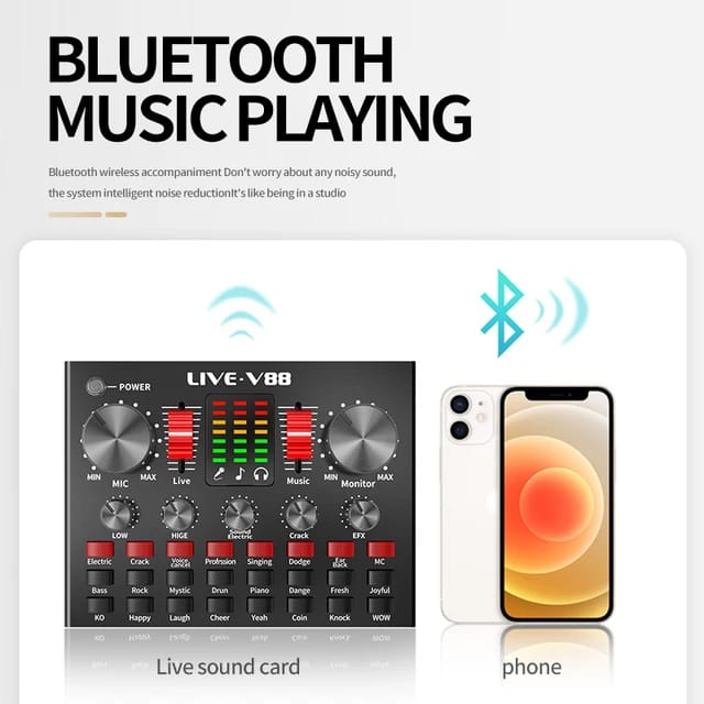 V88 Live Sound Card Mixer – USB External Sound Card for Mobile Phone with Anchor Network Interface Type