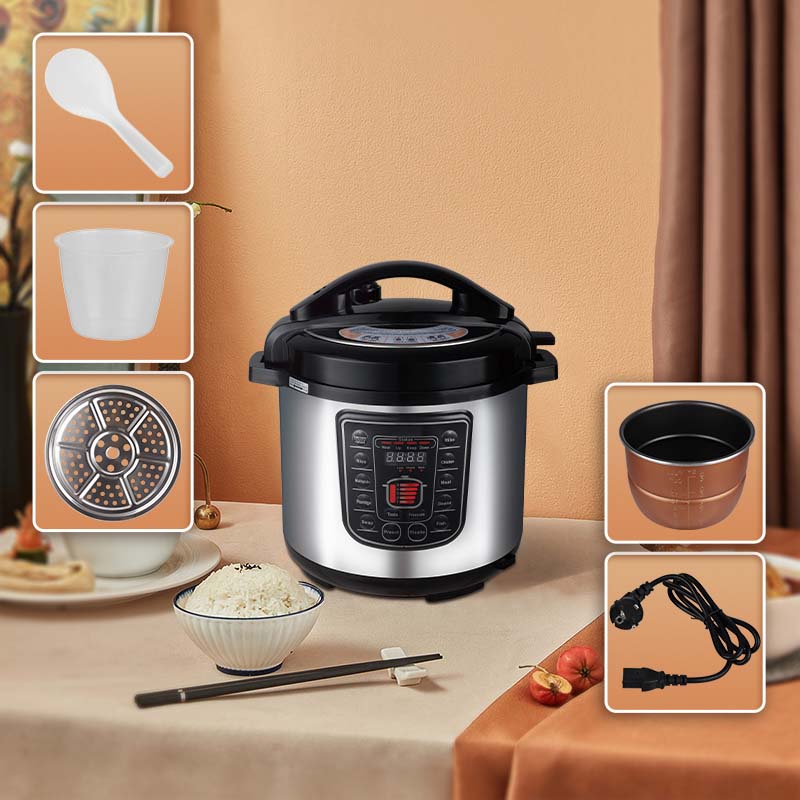 8L Smart Digital Pressure Cooker - Multi-Function Electric Rice Cooker with Non-Stick Pot & Stainless Steel Design