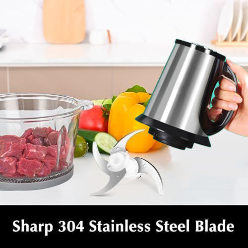 2-in-1 Stainless Steel Electric Meat Grinder & Food Processor - 6 Blades, 3.8L Capacity for Home & Restaurant Use