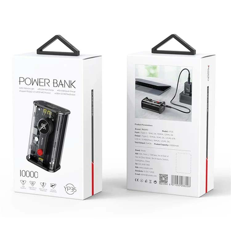 YP35 10000mAh Fast Charging Power Bank – LED Display Phone Charging Station
