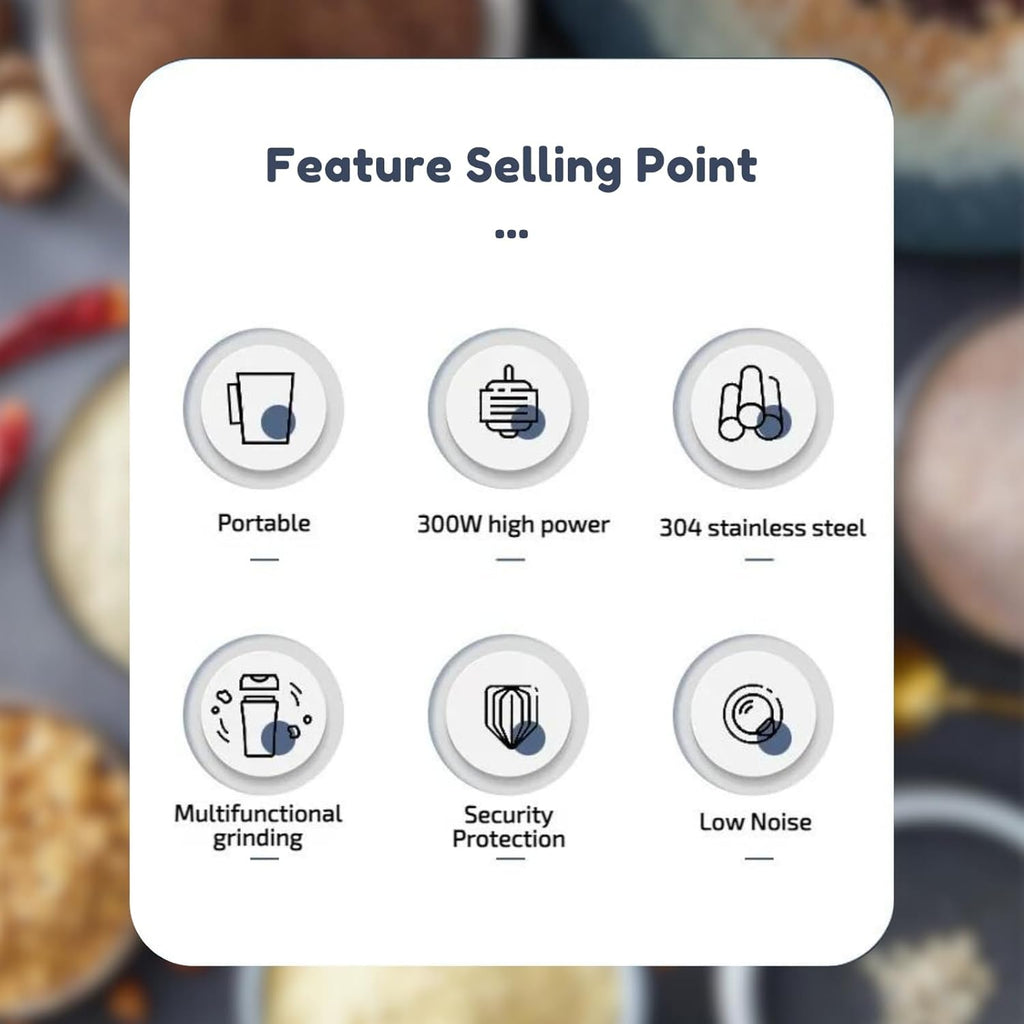 Multifunctional Electric Coffee & Spice Grinder - Stainless Steel Blade, Fine Powder, Home Use, Durable ABS Plastic Design