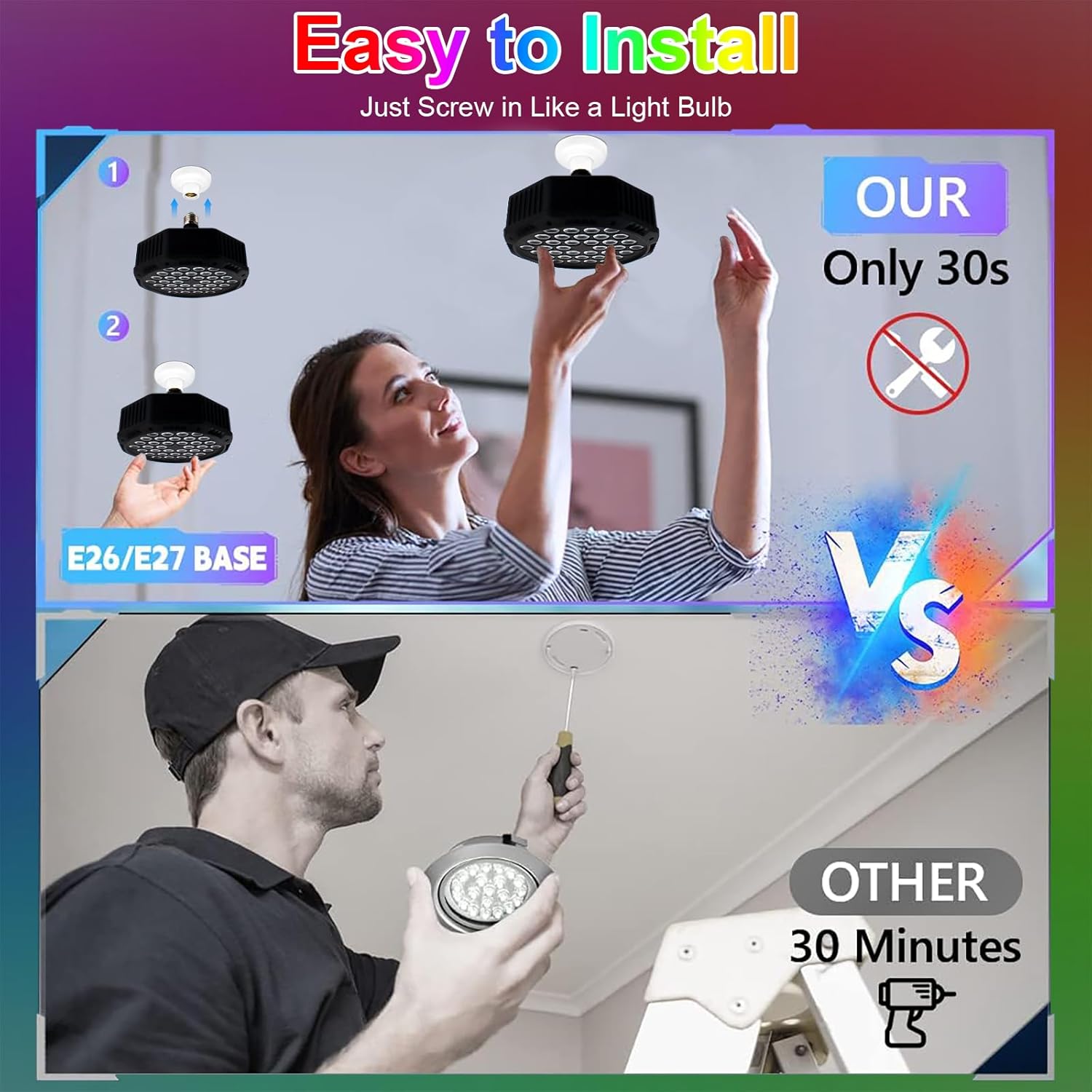 36 LED E27 RGB Party Lights with Remote - 7 Color Modes for DJ, Stage, Halloween & Christmas Decor