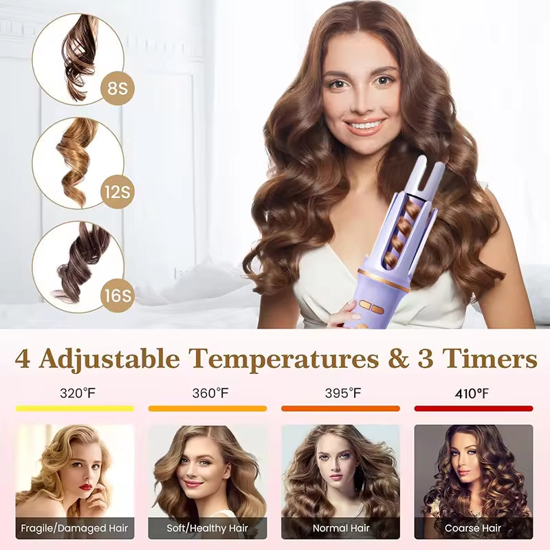 2-in-1 Electric Hair Styler - Rotating Curling Iron & Straightener Brush with Negative Ion Technology (Multi colour)