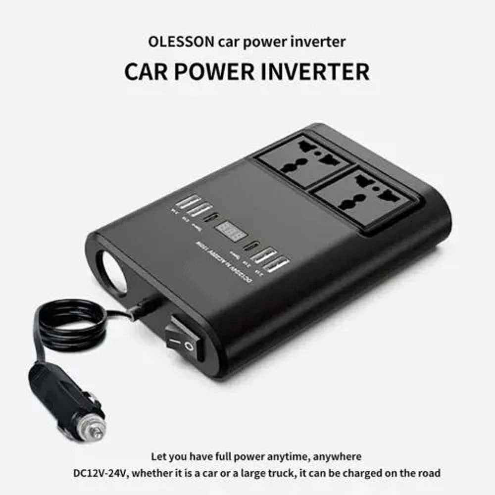 150W Universal Car Inverter - Multi-Port Travel Adapter with USB & AC Outlet for Global Use