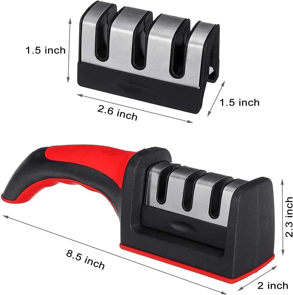 Compact Pull-Through Kitchen Knife Sharpener | Ideal for Chef, Scissors, Paring, & Serrated Knives | Efficient Blade Sharpening Tool for Home Kitchens