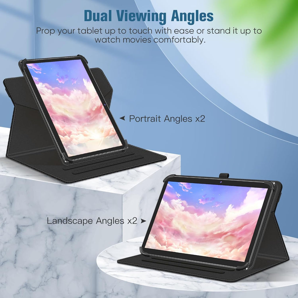 360° Rotating Case for Universal 10/11-inch" Tablets - Premium Leather w/Auto Sleep/Wake & Multi-Angle Stand (Multi Colour)