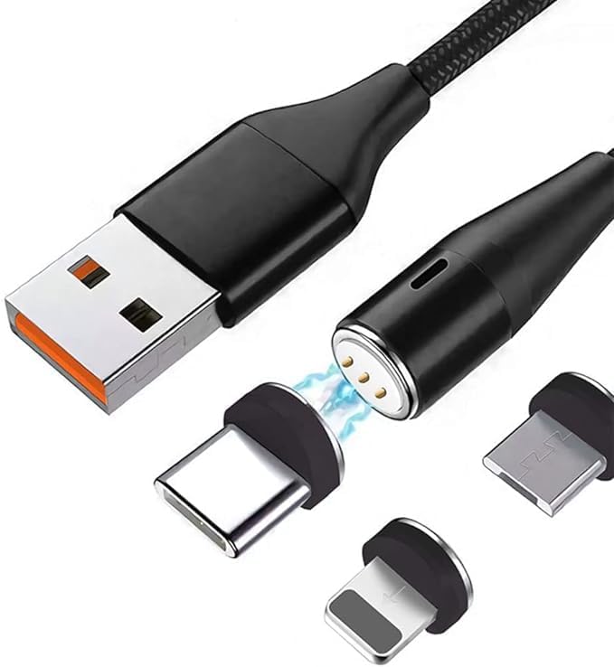 3-in-1 Magnetic Charging Cable | 3A Fast Charge | Compatible with Micro USB, Type C, and All iProduct Devices
