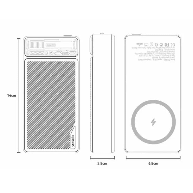 YP58 20000mAh Magnetic Power Bank – USB-C + USB Battery Pack