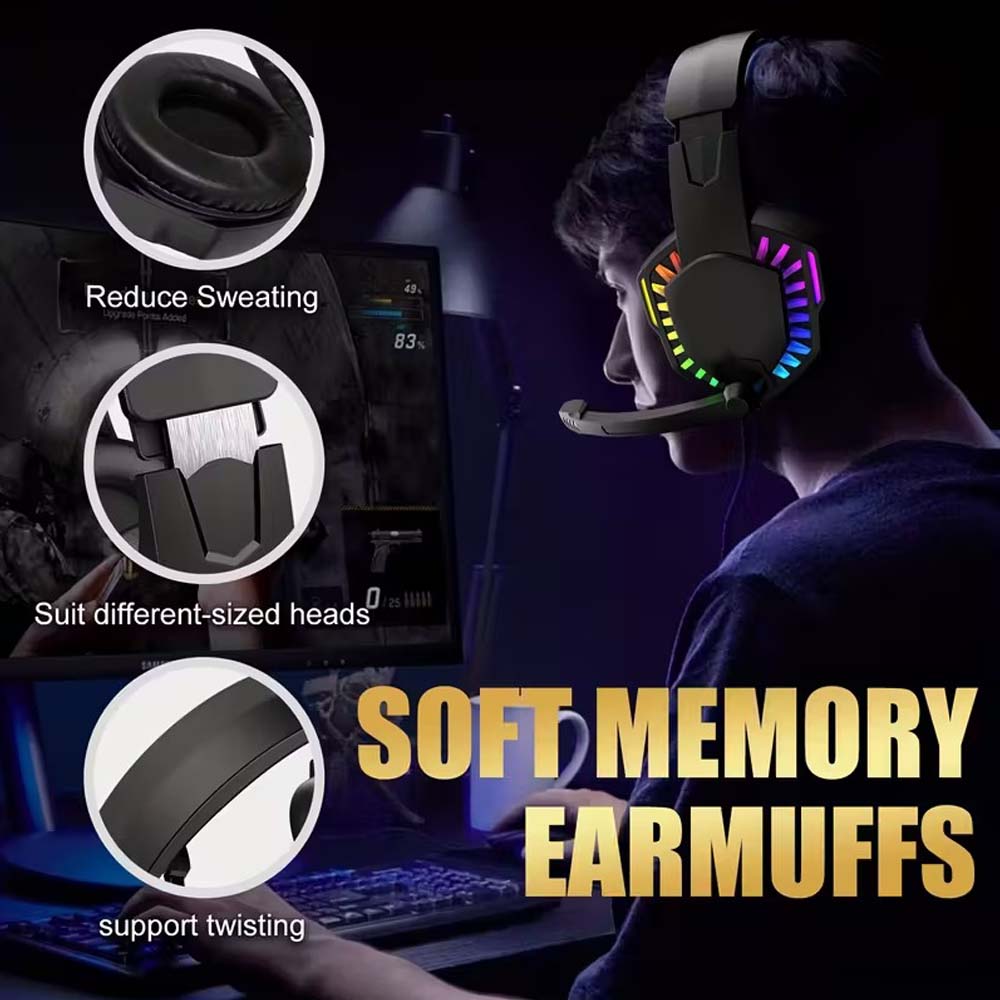 4-in-1 Gaming Combo: Wired Keyboard, Mouse, Headset & Mouse Pad. Rainbow LED backlit for PC, PS4, Xbox. Complete gaming setup.