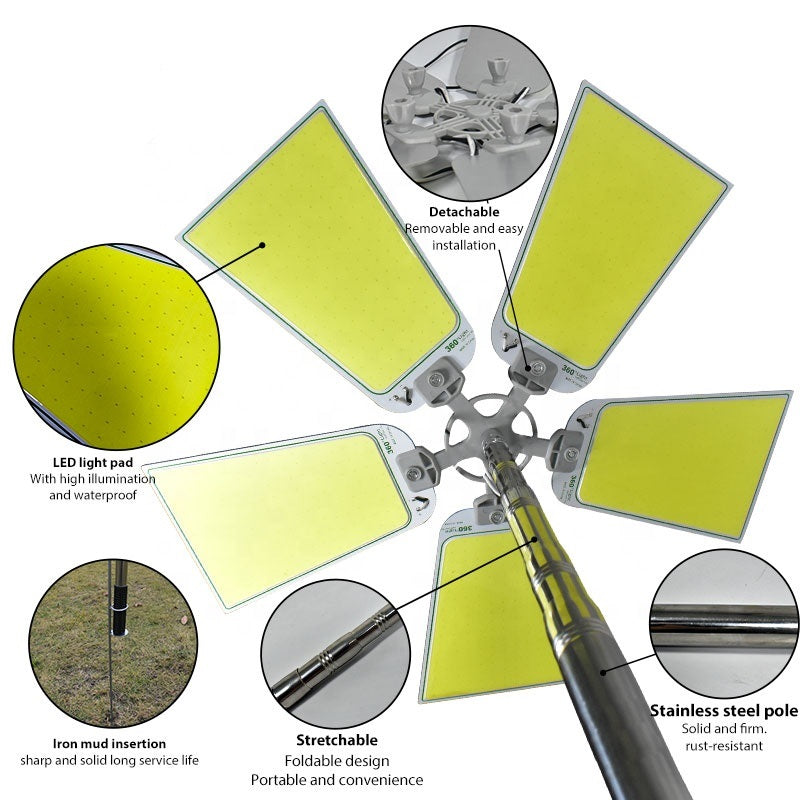 360° LED Camping Light | Adjustable Fishing Rod LED Light with RF Control | 12V Multifunction Outdoor Lamp for Car