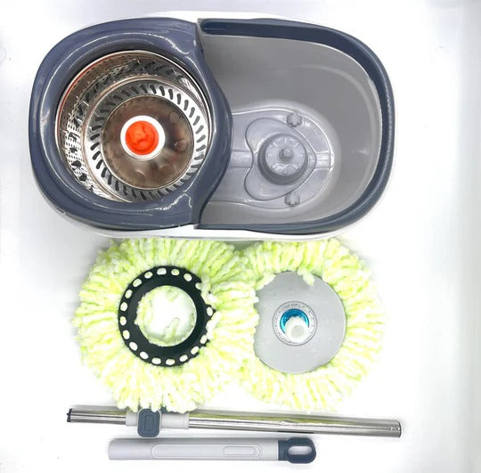 Clean Smart Spin Mop Twin Split Bucket | 360 Wet & Dry Spin Floor Mop with Disinfectant Bottle & 2 Mop Pads | Hygienic Space-Saving Cleaning Tool for Home & Office