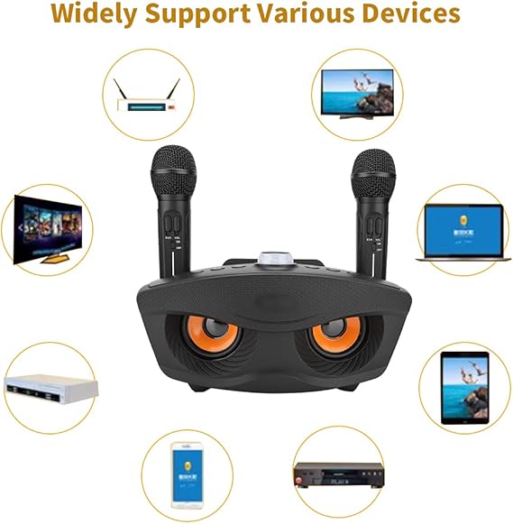 Wireless Bluetooth Speaker with 2-Piece Microphone Set | Portable Karaoke System for Home, Parties, and Events (Black)