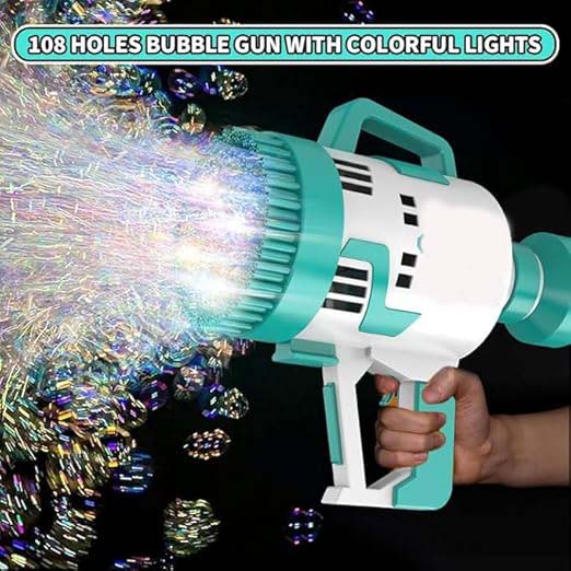 108 Holes Bubble Machine Gun | Ultimate Bubble Blitz for Summer Fun | High-Output Bubble Maker for Kids and Adults