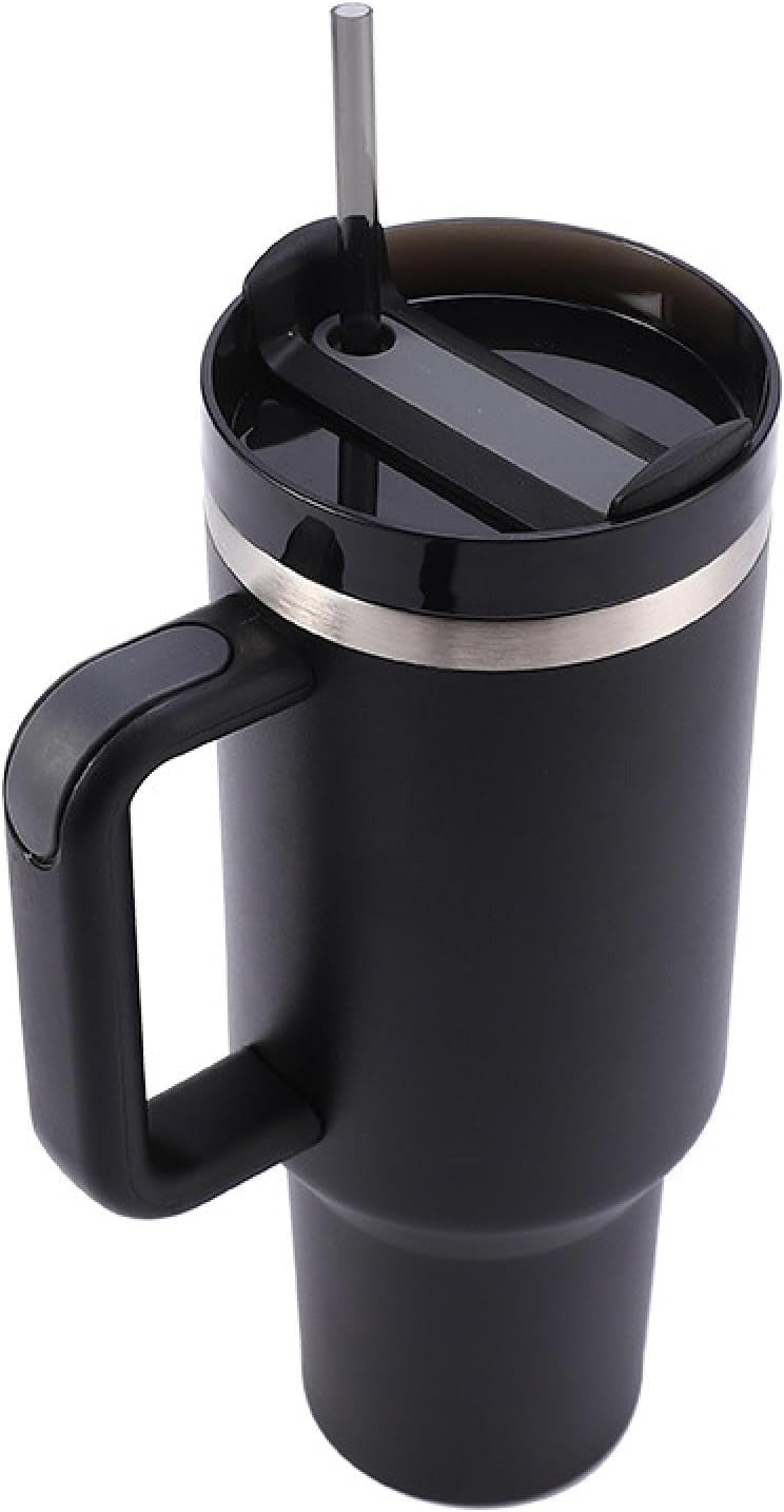 Stainless Steel Vacuum Mug with Screw Lid & Straw – Sweat-Proof, Leak-Proof Travel Flask for Hot & Cold Beverages